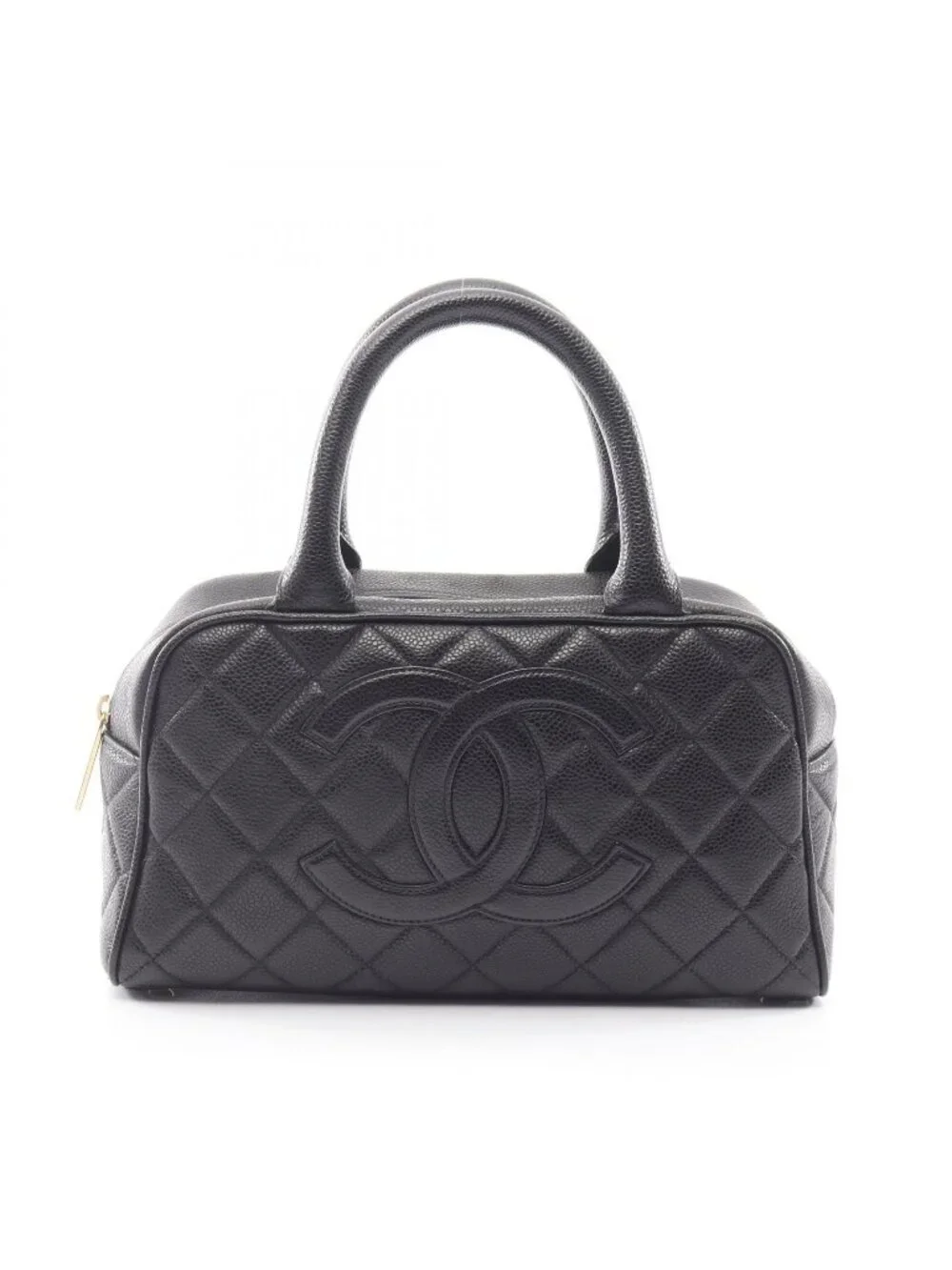 Chanel Handbag Quilted Black Caviar Leather CC Logo Mini
